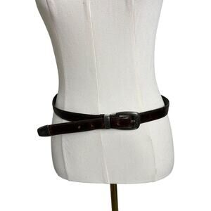 Brighton Belt Womens 32 Brown Leather Western Onyx Engraved Silvertone Buckle